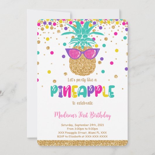 Ananas Einladung zum Geburtstag (Vorderseite)