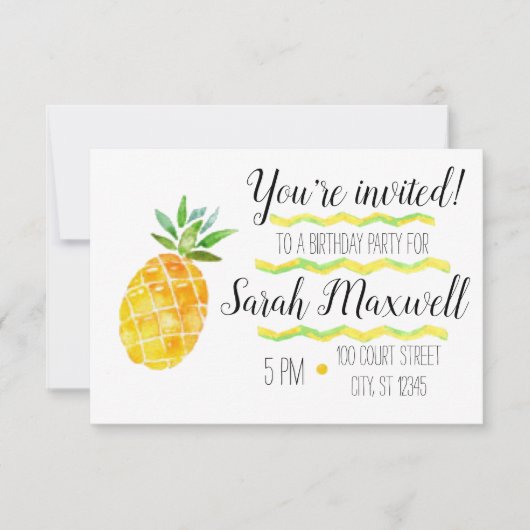 Ananas Einladung zum Geburtstag (Vorderseite)