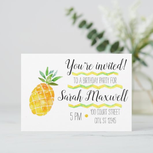 Ananas Einladung zum Geburtstag (Stehend Vorderseite)