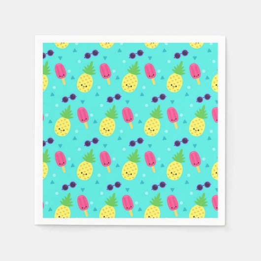 Ananas, Eiscreme und Sonnenbrille Serviette (Vorderseite)