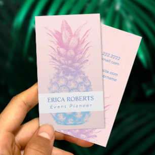 Ananas Elegant Rosa & Blue Event Planner Visitenkarte