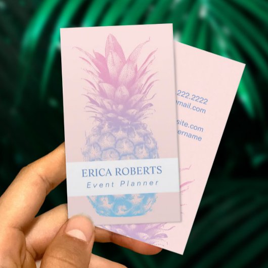 Ananas Elegant Rosa & Blue Event Planner Visitenkarte