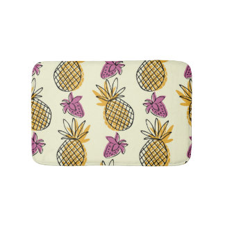 Ananas, Erdbeere Vintages Textildesign. Badematte