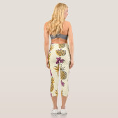 Ananas, Erdbeere Vintages Textildesign. Capri Leggings (Rückseite)