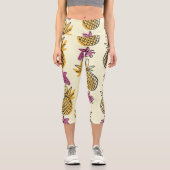 Ananas, Erdbeere Vintages Textildesign. Capri Leggings (Vorderseite)