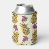 Ananas, Erdbeere Vintages Textildesign. Dosenkühler (Kanne Vorderseite)