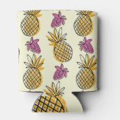Ananas, Erdbeere Vintages Textildesign. Dosenkühler (Rückseite)