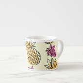 Ananas, Erdbeere Vintages Textildesign. Espressotasse (Vorderseite Rechts)