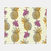 Ananas, Erdbeere Vintages Textildesign. Fleecedecke (Vorderseite (Horizontal))