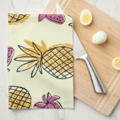 Ananas, Erdbeere Vintages Textildesign. Geschirrtuch (Viertel Falte)