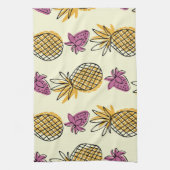 Ananas, Erdbeere Vintages Textildesign. Geschirrtuch (Vertikal)