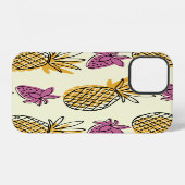 Ananas, Erdbeere Vintages Textildesign. iPhone Hülle (Rückseite (Horizontal))