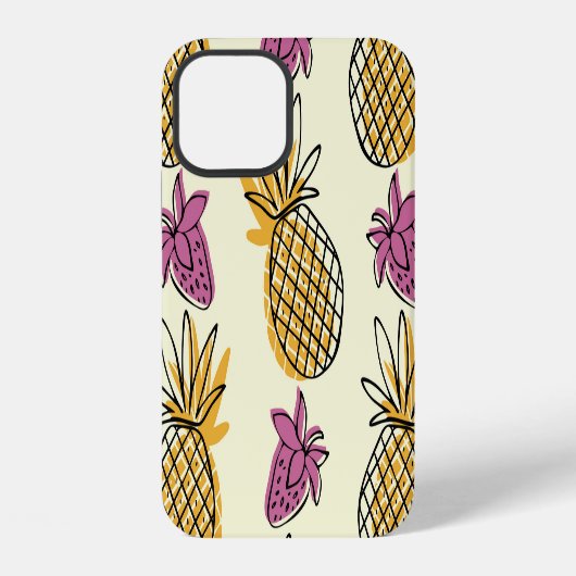 Ananas, Erdbeere Vintages Textildesign. iPhone Hülle (Rückseite)