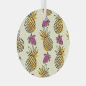 Ananas, Erdbeere Vintages Textildesign. Ornament Aus Glas (Vorderseite Rechts)