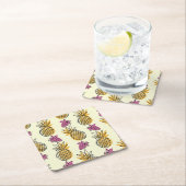 Ananas, Erdbeere Vintages Textildesign. Rechteckiger Pappuntersetzer (Vor Ort)