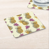 Ananas, Erdbeere Vintages Textildesign. Rechteckiger Pappuntersetzer (angewinkelt)