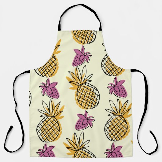 Ananas, Erdbeere Vintages Textildesign. Schürze (Vorderseite)