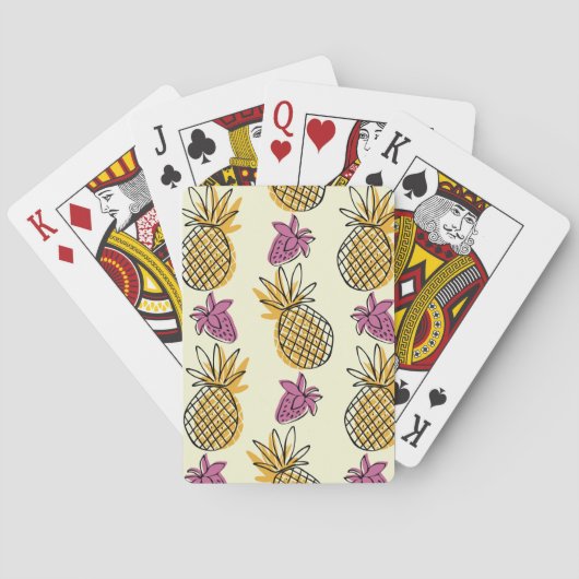 Ananas, Erdbeere Vintages Textildesign. Spielkarten (Rückseite)