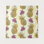 Ananas, Erdbeere Vintages Textildesign. Wandteppich (Vorderseite)