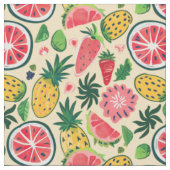 Ananas, Erdbeere, Zitrusfrüchte & Drachenfrucht Stoff (Nahaufnahme)