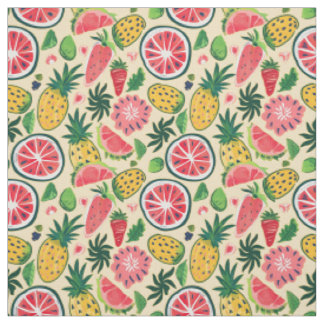 Ananas, Erdbeere, Zitrusfrüchte & Drachenfrucht Stoff