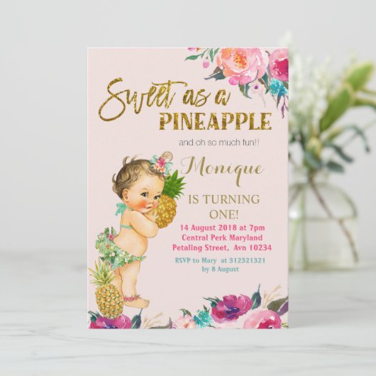 Ananas Erstgeburt Einladung (Stehend Vorderseite)