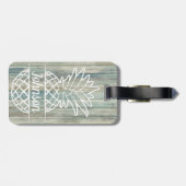 Ananas Familienname am rustikalen Strand der Holzk Gepäckanhänger (Rückseite horizontal)