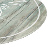 Ananas Familienname am rustikalen Strand der Holzk Schneidebrett (Ecke)