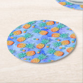 Ananas. Farbe. Feier. Runder Pappuntersetzer (Angewinkelt)