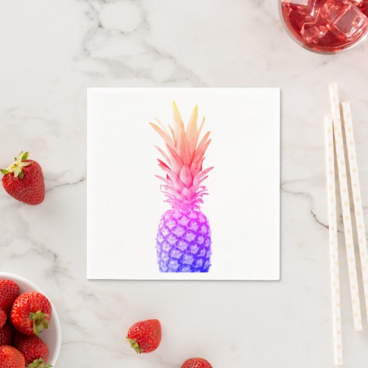 Ananas farbenfroh rosa Lila Regenbogen Serviette (Beispiel)