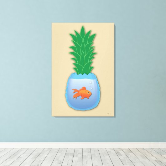 Ananas Fisch Canvas Print Leinwanddruck (Insitu (Holzboden))