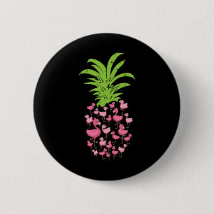Ananas Flamingo Aloha Strände Hawaii - Pink Bir Button