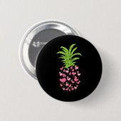 Ananas Flamingo Aloha Strände Hawaii - Pink Bir Button (Vorne & Hinten)
