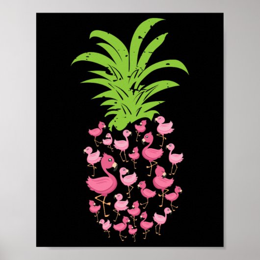 Ananas Flamingo Aloha Strände Hawaii - Pink Bir Poster (Vorne)