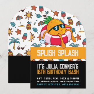 Ananas Float, Pool Party Geburtstag Einladung