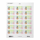 Ananas floral Confetti Holographic Iridescent Adressaufkleber (Vorne)