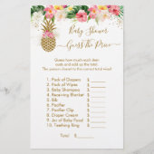 Ananas Floral Guess The Price Baby Shower Game (Vorderseite)