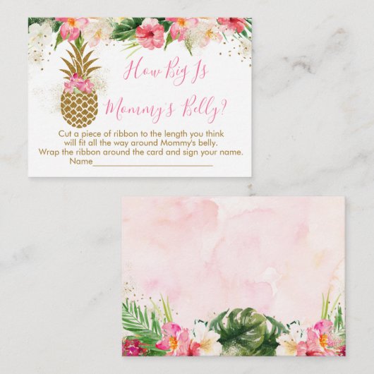 Ananas Floral wie groß ist Mama's Bauchspiel Begleitkarte (Vorne/Hinten)
