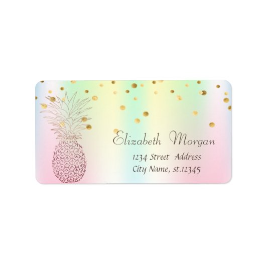 Ananas Foil Confetti Holographic Iridescent Adressaufkleber (Vorne)