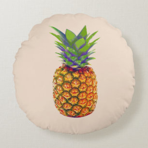 Ananas Frucht auf leichtem Beige Rundkissen Rundes Kissen