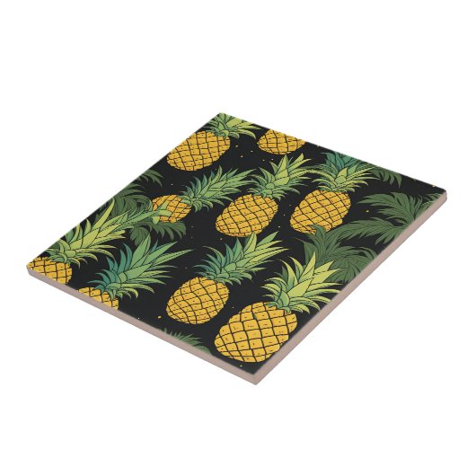 Ananas Frucht Black Fliese (Seite)