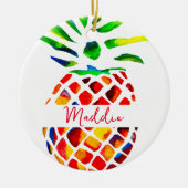 Ananas Frucht bunt Pop Art Keramik Ornament (Vorne)