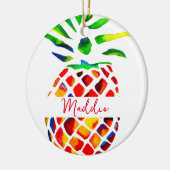Ananas Frucht bunt Pop Art Keramik Ornament (Links)
