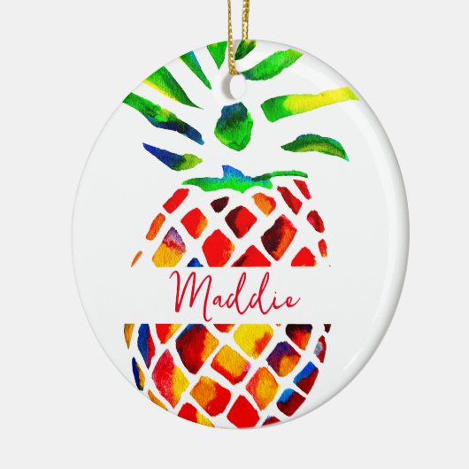 Ananas Frucht bunt Pop Art Keramik Ornament (Links)