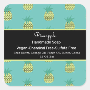 Ananas-Frucht-Handseife Schönheits-Branding Quadratischer Aufkleber