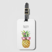 Ananas Frucht Rosa Sonnenbrille Gepäckanhänger (Vorderseite Vertikal)