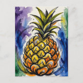 Ananas Frucht Wasserfarbe Doodle Postkarte (Vorderseite)