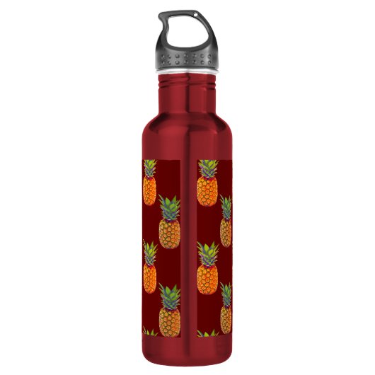 Ananas-Früchte auf Rot Edelstahlflasche (Rückseite)
