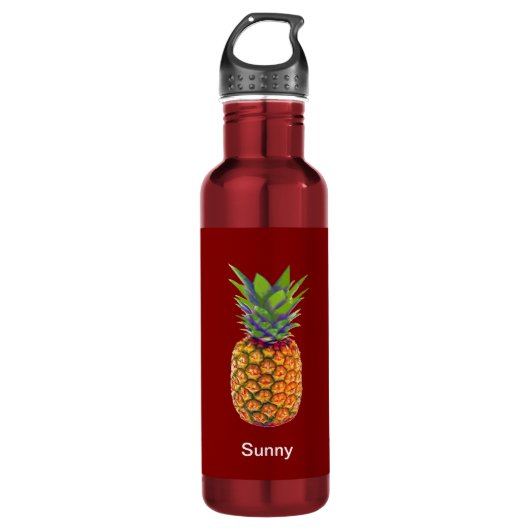 Ananas Früchte auf Rot Edelstahlflasche (Vorderseite)