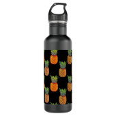 Ananas-Früchte auf schwarz Edelstahlflasche (Vorderseite)